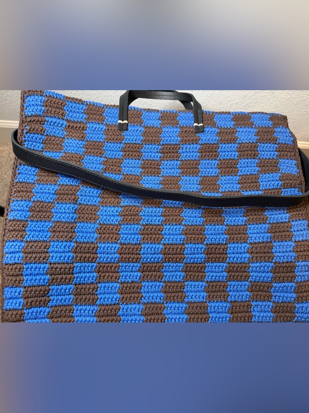 NEW Clare V Summer Simple Tote in Blue and Chocolate - Picture 2 of 9